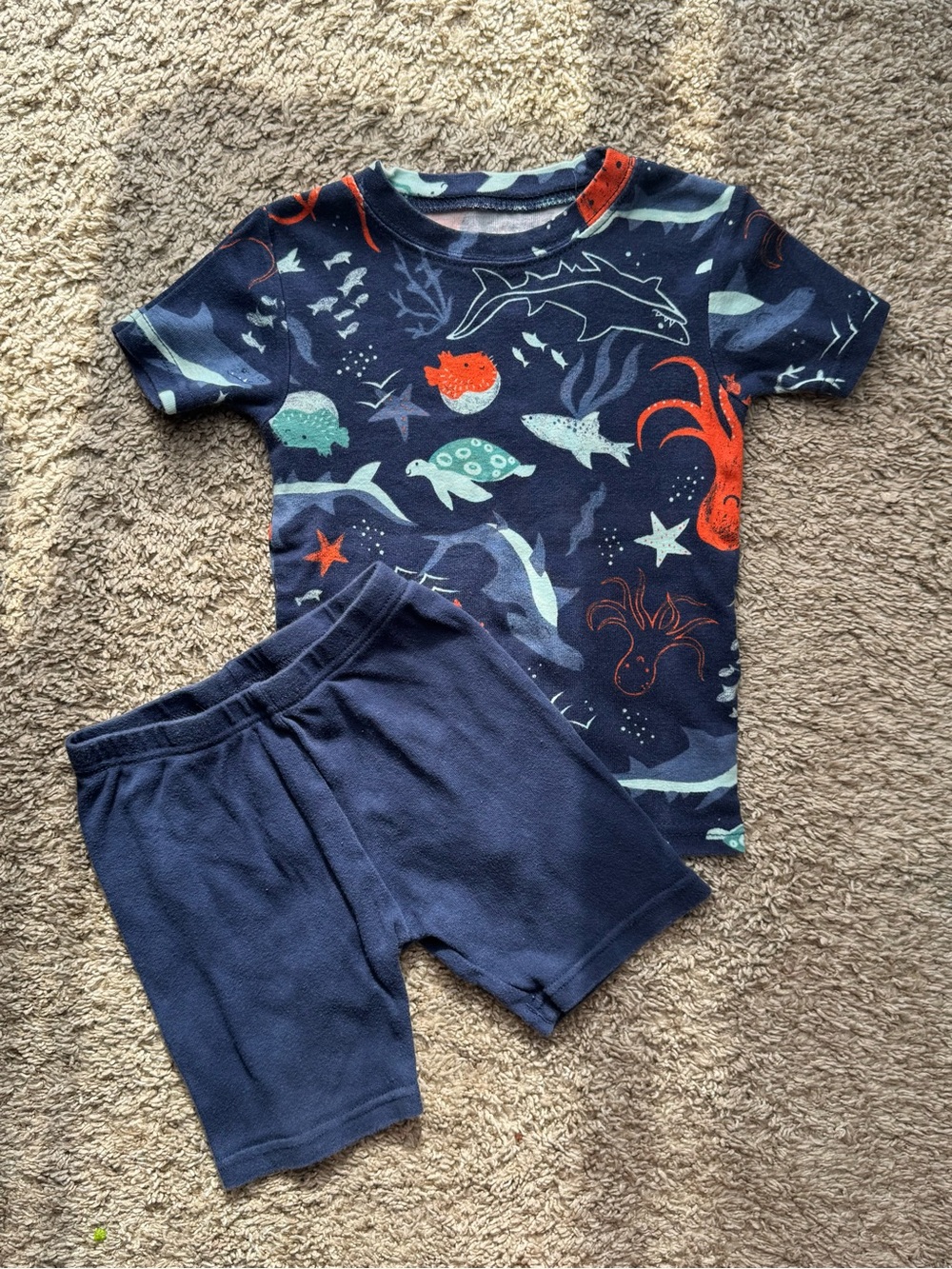 Carter’s Ocean Sea Life Summer Casual Set Toddler Size 3T Shark Octopus